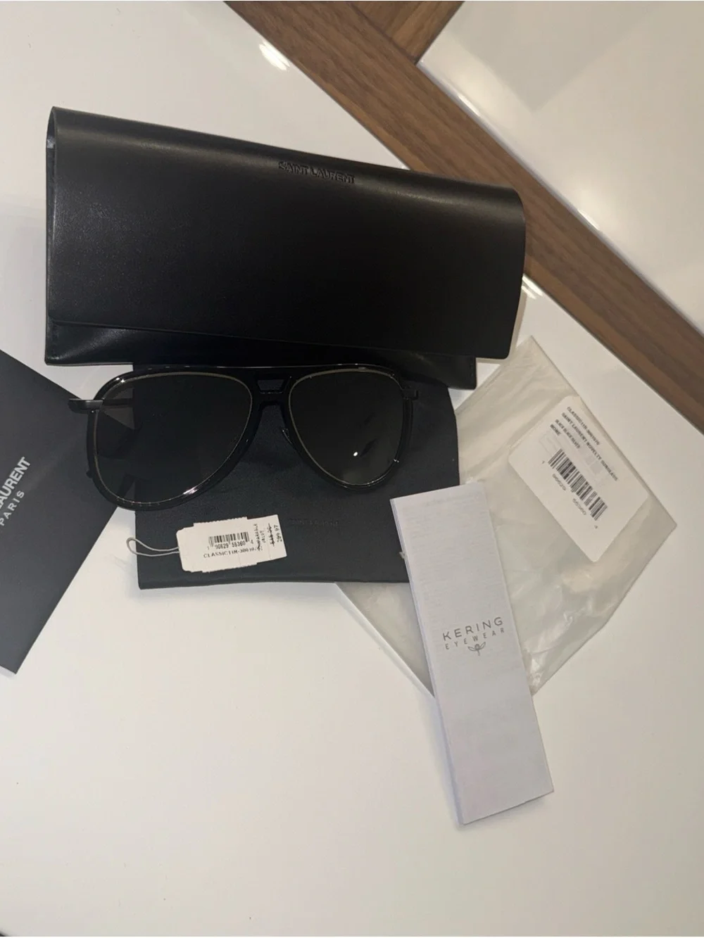 YSL Saint Laurent 56mm Pilot Aviator Mirror Black Sunglasses New $610